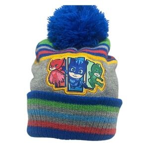 P J Masks Pom Pom Beanie Hat Graphic Winter Multicolored‎ Rainbow Youth 2T-5T
